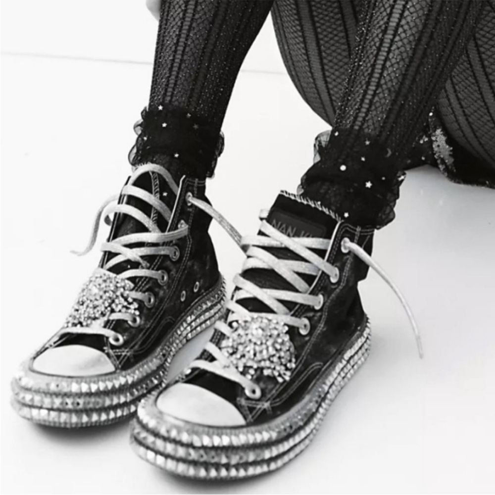 Free People Black and Silver Sneakers
